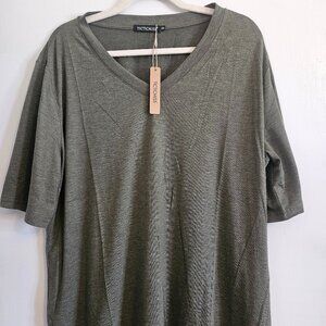 Army Green XXL Cotton Poly Blend Half Sleeve V Neck T shirt